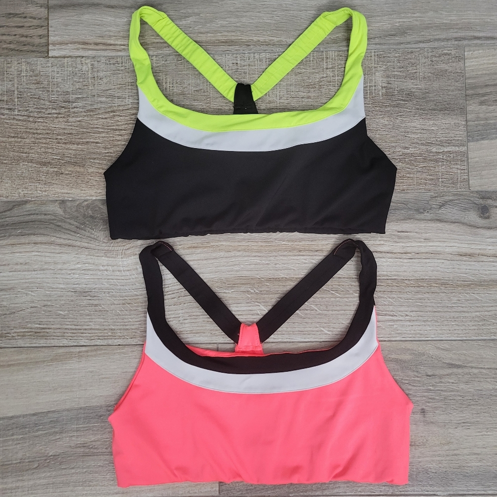 Set of 2 Love & Sports Sophia Colorband Compression Sports Bras Women's L 12-14 - Picture 1 of 7